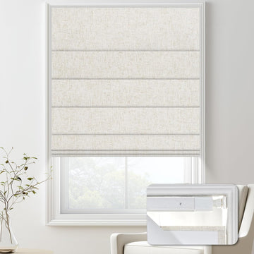 No Drill Blackout Roman Shades for Indoor Windows,Cordless Roman Blinds,Linen No Tools Window Shades,Easy to Install
