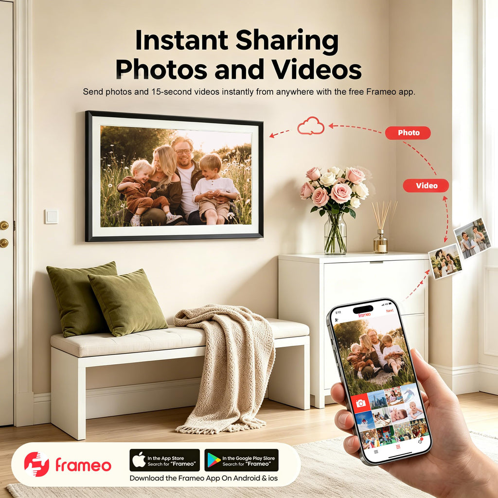 Digital Picture Frame, Frameo 15.6" WiFi Digital Photo Frame Large Display