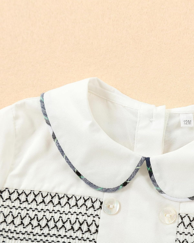 Smocked toddler boy outfits Summer Cotton Short Sleeve boys' button-down shirts Casual 2 piece Clothing Set