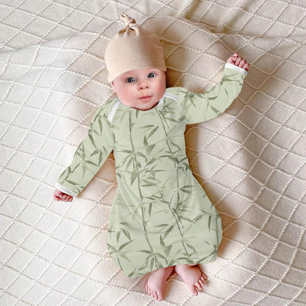 Green Organic Cotton baby-girls Sleeper Gowns Long Sleeves Soft Lightweight Baby Sleeping Bag Boy Girl Coming Home