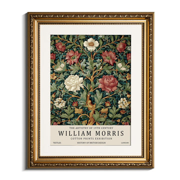Retro Gold Framed Wall Art, William Morris Tree of Life Canvas Prints Art, Small Shelf Decor, 13x16inch, Classical