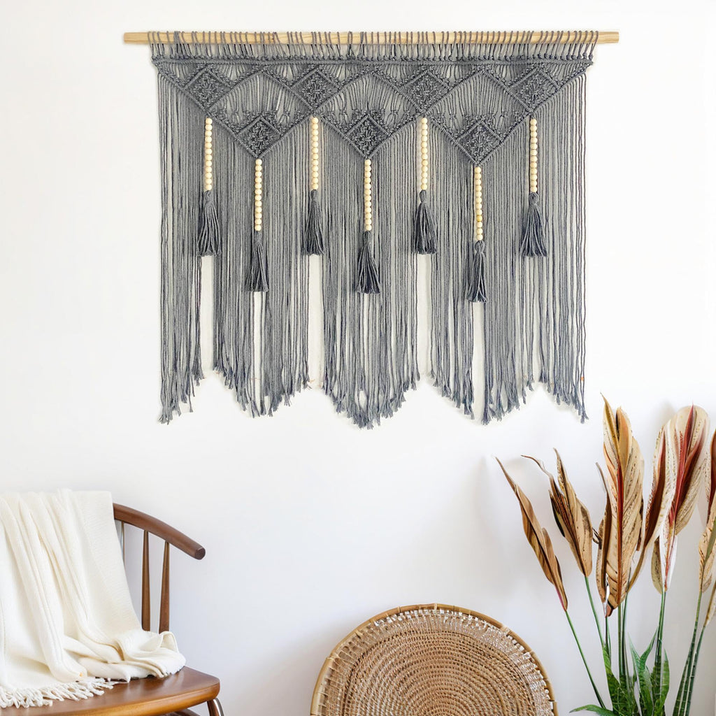 Large Macrame Wall Hanging Macrame Headboard Window Curtains Boho Wall Decor Wall Art tapestry Tassel Woven Backdrop