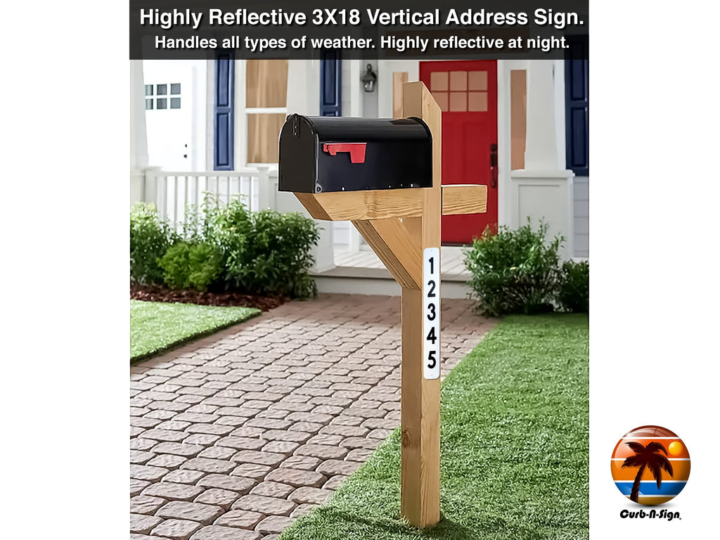Military Vertical 2 Reflective Mailbox Address Numbers Plaques, Silk Screened, 3"x10", Pre-drilled, Made in USA (Army)