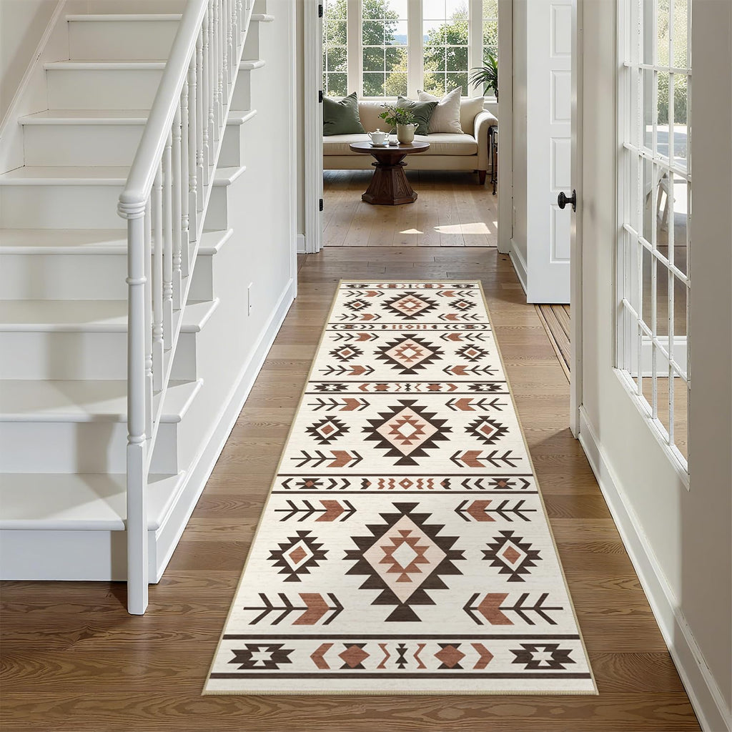Western Runner Rug Kitchen Bedroom, Southwestern Aztec Tribal Runner Rugs Southwest Navajo Machine Washable Rug