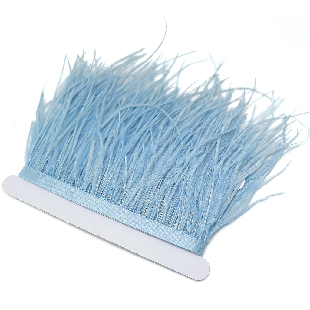 Ostrich Feather Trim Fringe, 4-6inch Width Feather Trimming Fringe Satin Ribbon for Dress Millinery Sewing - 2 Yards