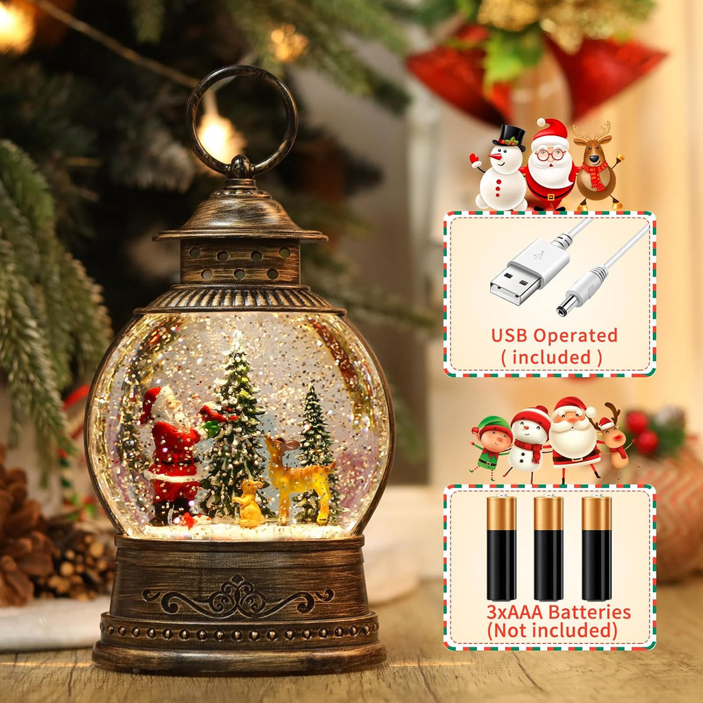 Christmas Snow Globes, Lighted Decorations Musical Snow Globes Lantern, Santa Christmas Decoration Indoor Home Décor