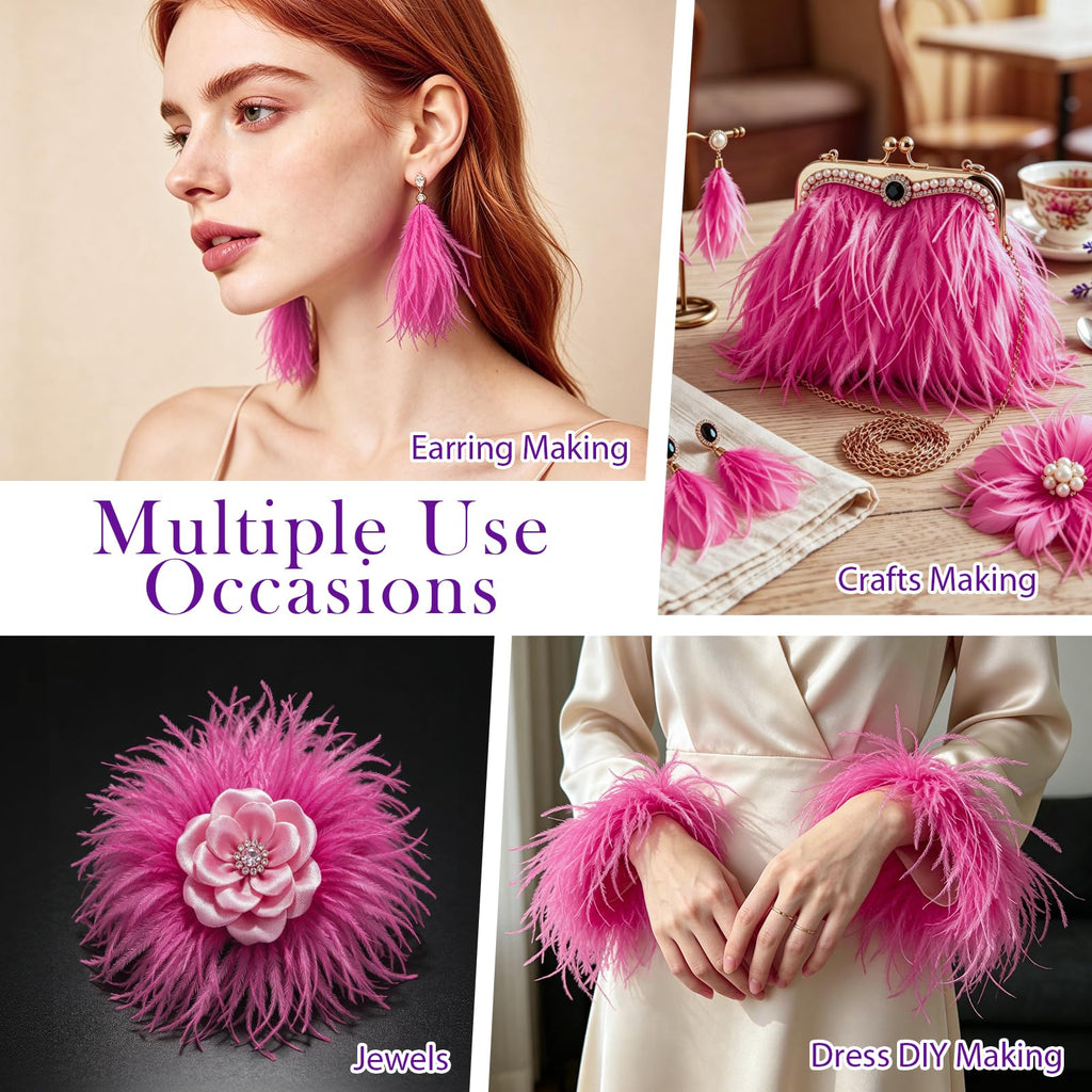 Peach Red Ostrich Feathers Trim Sewing Fringe 2Yard 4-6inch for DIY Dress Sewing Craft Clothing Latin Wedding Dress