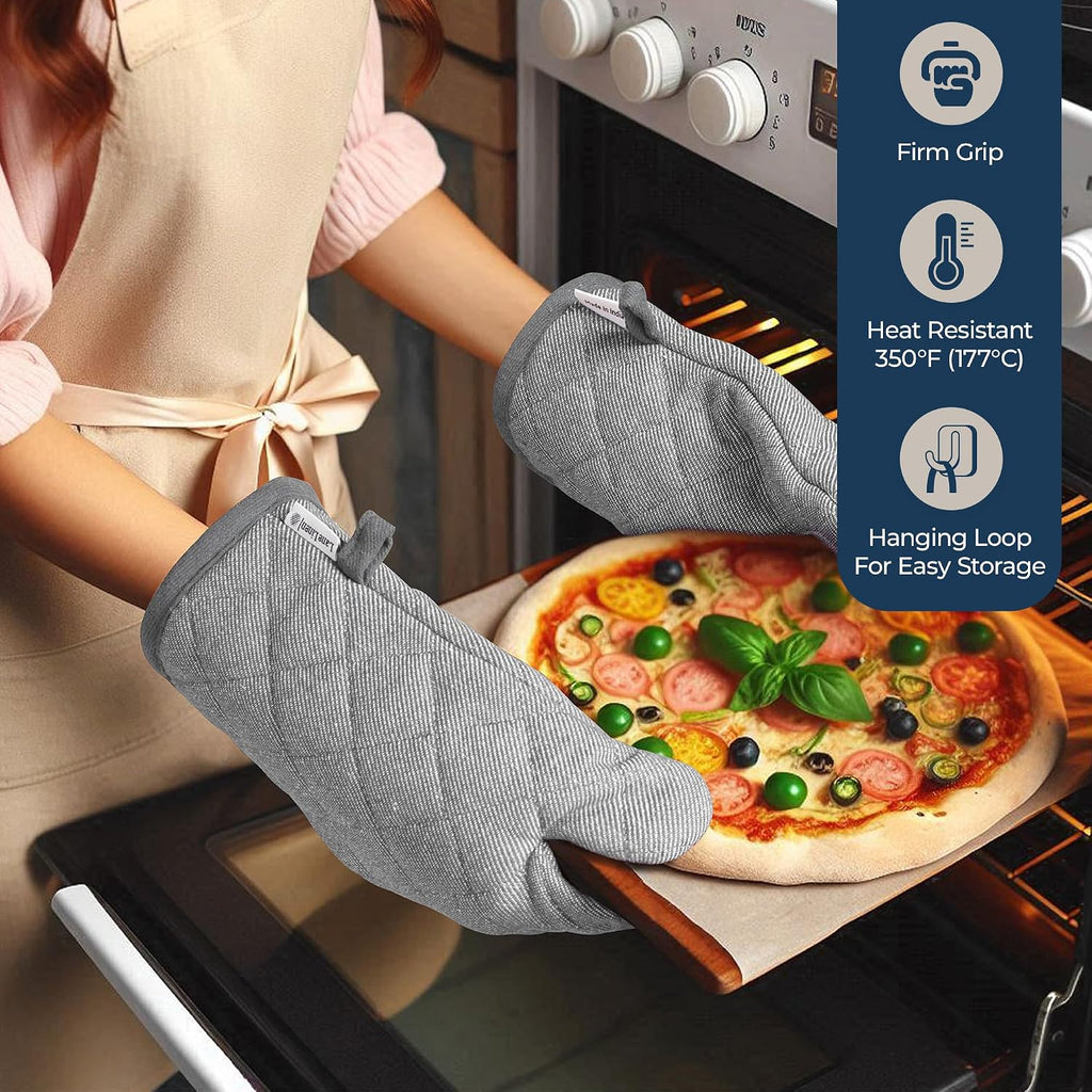 Kitchen Towels and Oven Mitt Set 20 Pc - Lint Free Cotton Dish Towels Drying, Cozy Terry Dish Rags, Flour Sack Towels