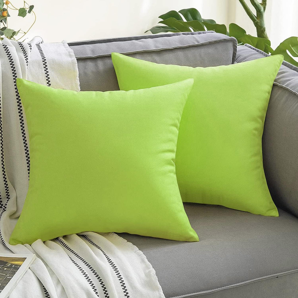 Outdoor Waterproof Throw Pillow Covers 18x18 Set of 2, Green Patio Cushion Covers UV Fade Resistant Machine Washable