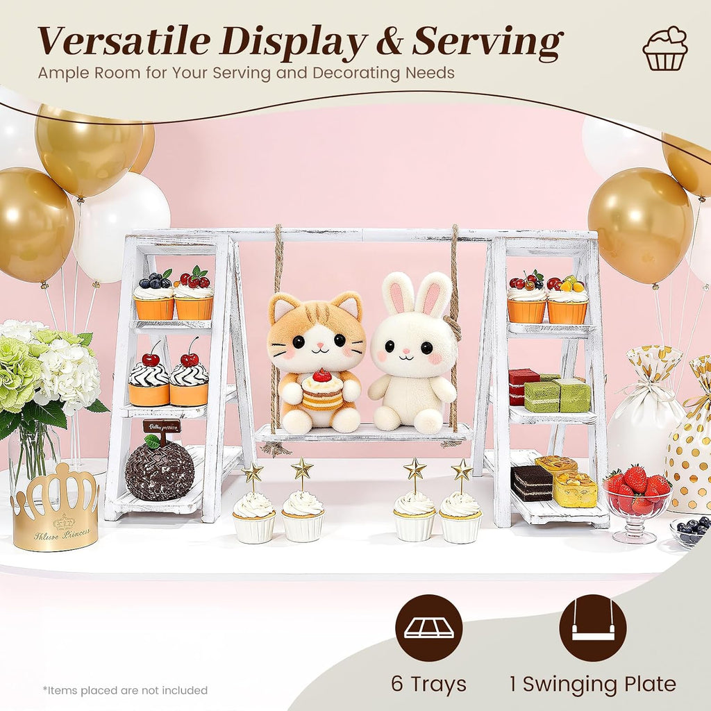 Cupcake Stand,3-Tier Swing Cupcake with Removable Tray,White