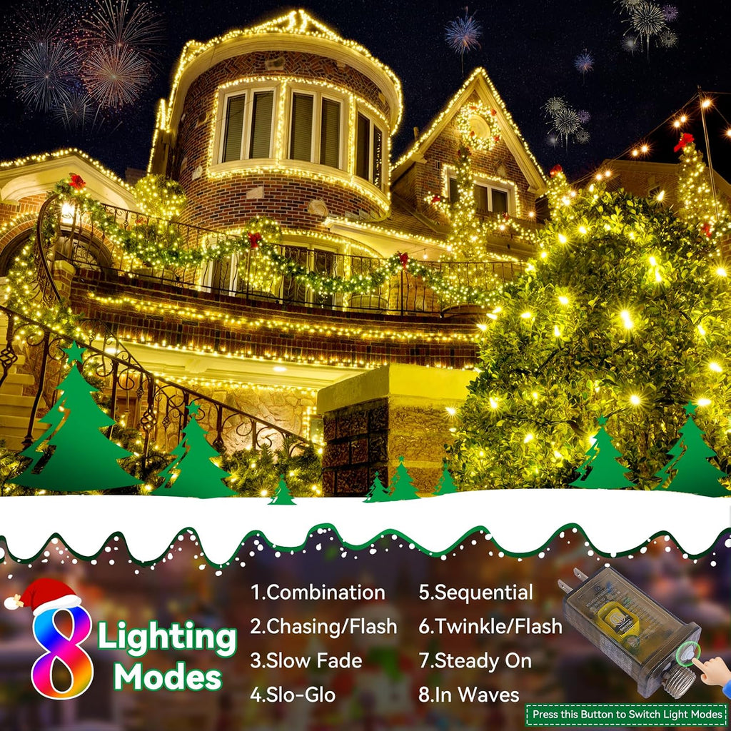 403FT 1000LED Christmas Lights Outdoor String Lights 8Modes Plug