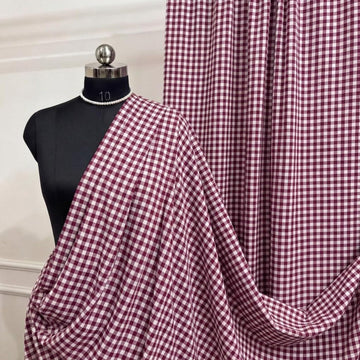 Burgundy Gingham Fabric by The Yard, 1/8 Inch Checkered Poly Cotton Fabric 60 Inch Wide for Sewing, Dresses