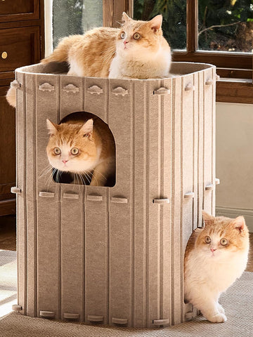 Cat House for Indoor Cats, Warm Felt Cat Bed, Scratch Resistant