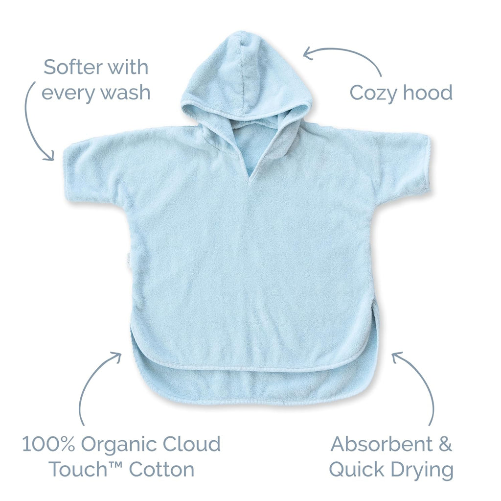 Hooded Towel Poncho - 100% Organic Cotton - Kids & Toddler Beach Towel with Hood - GOTS Certified - Gentle on