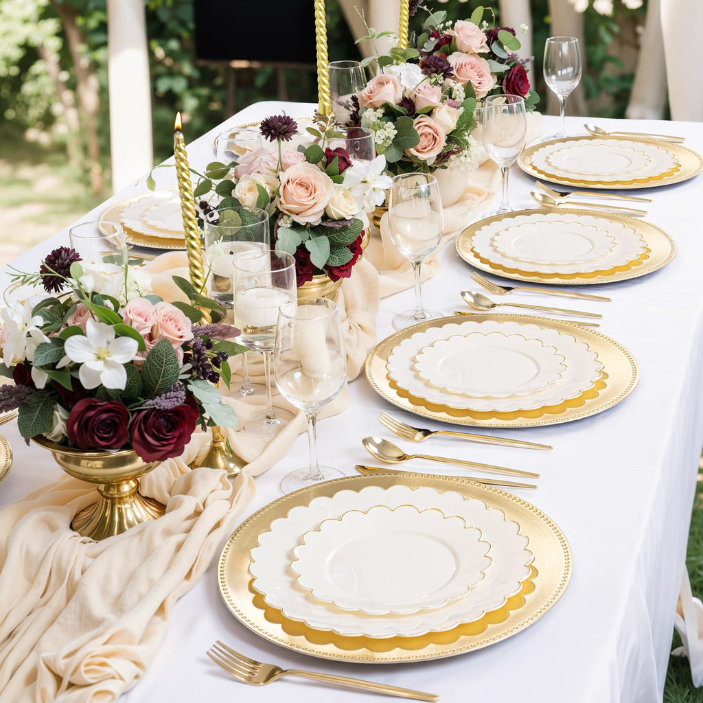 24 Pcs Plastic Round Charger Plates 13'' Chargers for Dinner Plate Great for Table Setting Wedding Party Decoration