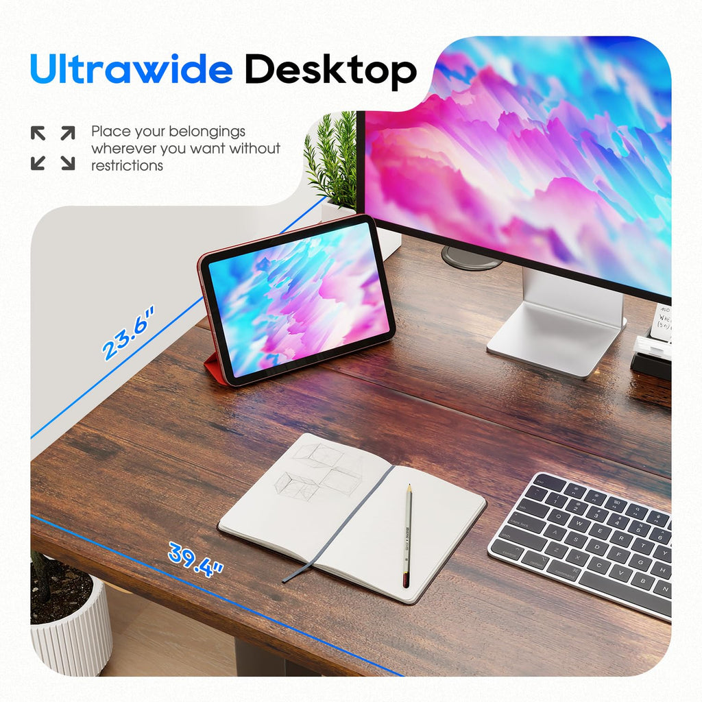 Electric Standing Desk 40x24 Inch Height Adjustable Desk Large Space Office Computer Desk with Headphone Holder 2