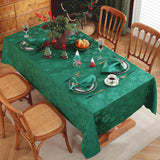 Christmas Green Tablecloth Rectangle, Jacquard Spill Proof Table Cloth with Snowflake Patterns, Dama