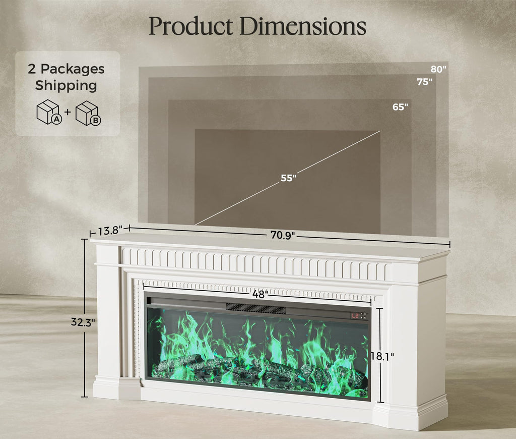 70'' with 48'' Electric Fireplace