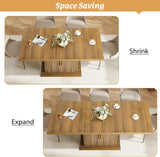 62.99"-78.74" Expandable Dining Table with Storage, Extendable Dining Table for 6-10 People, Extra Hidden Storage for