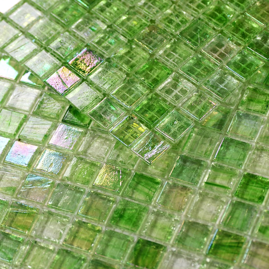 5.75 Sq.Ft Iridescent Green Glass Mosaic Tile, Backsplash