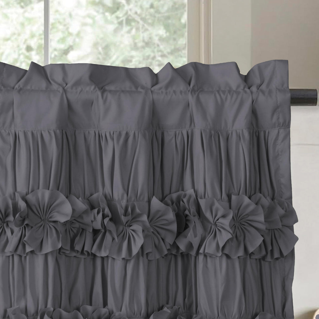 2 Pack Gray Handcrafted Window Treatment Tiers Curtains, 30"x24"