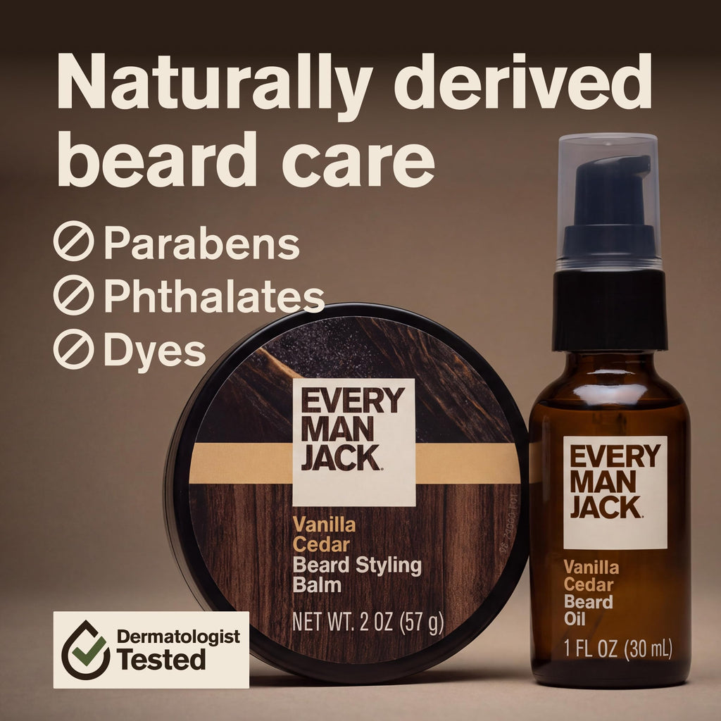 Essential Beard Care Kit for Men, Vanilla Cedar, Gift Set