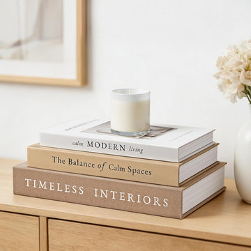 Decorative Books, Set of 3 Fake Book Storage Boxes, Oatmeal | Modern Home Decoration with Hidden Storage Room for