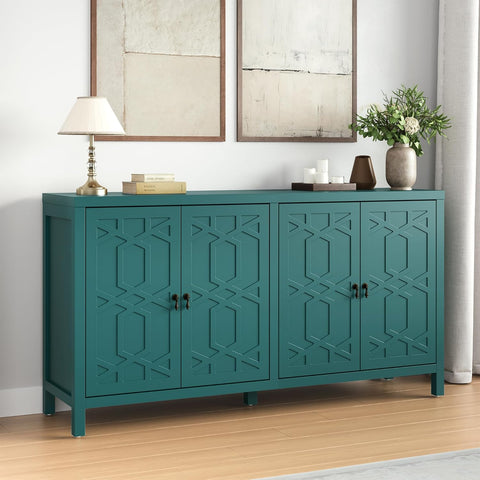 Buffet Cabinet with Storage, 60" W Modern Coffee Bar Sideboard with 4 Doors & Adjustable Shelves