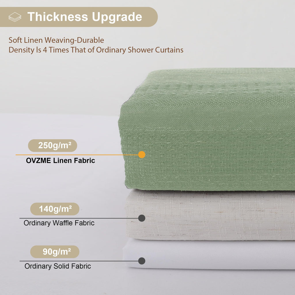 Light Green 78 Inch Long, Boho Thick Linen Textured with Tassel, Farmhouse Minimalist Striped Weighted Machine
