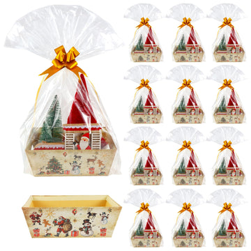 36Pcs 12 Pack Christmas Basket Gifts Set 8x10'' Gifts Baskets for Gifts Empty to Fill with Baskets Empty, Vintage