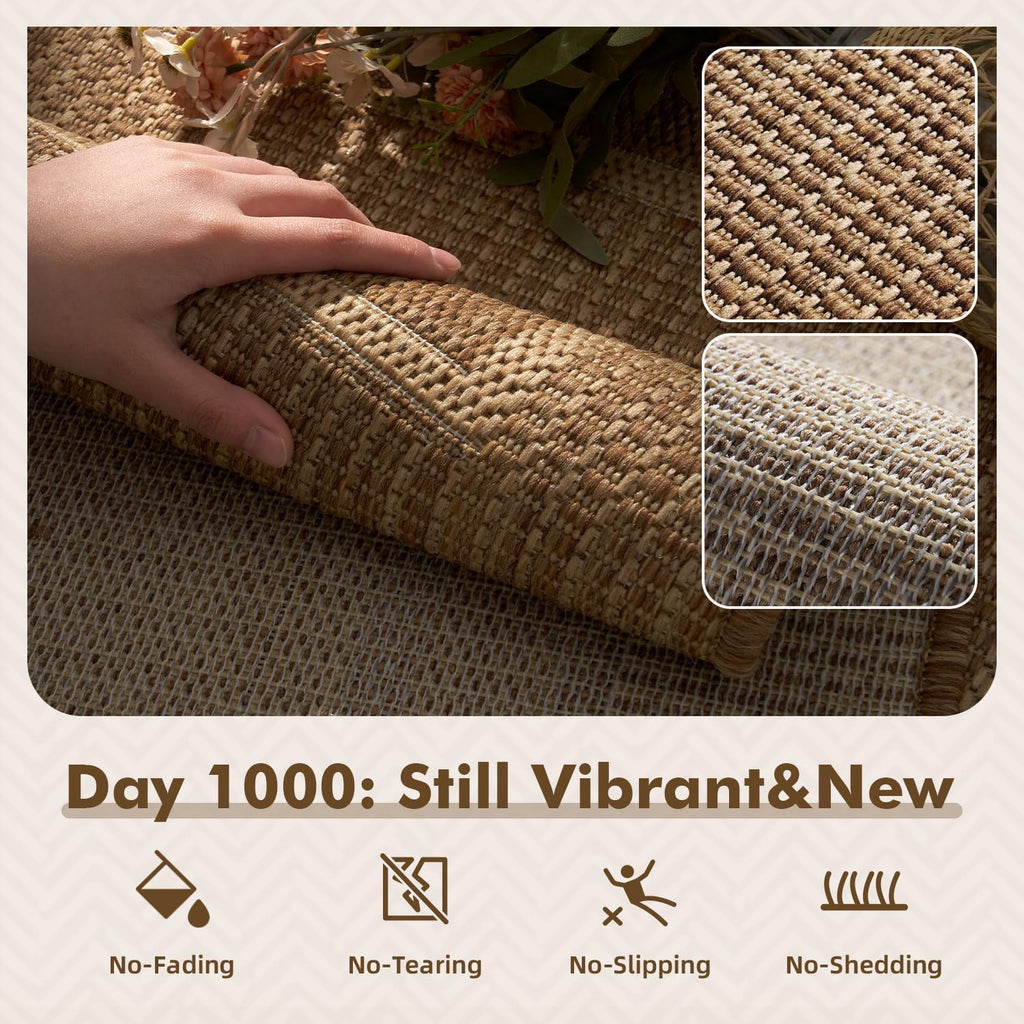 Outdoor Rug Patio Rug Polypropylene Indoor Outdoor Rugs Outdoor Carpet Deck Balcony Porch, Textured Weave