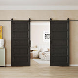 72"(Double 36") x 84" Sliding Barn Door, 5-lite Panel Barn Door with Hardware Kit, MDF & Waterproof 
