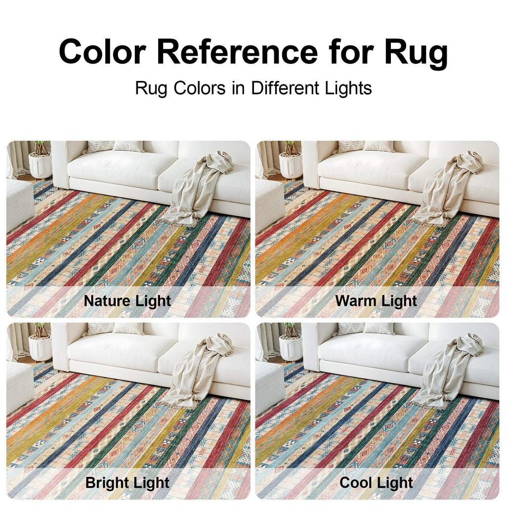 Washable Runner Rug: Non-Slip Moroccan Stripe Kitchen Rugs