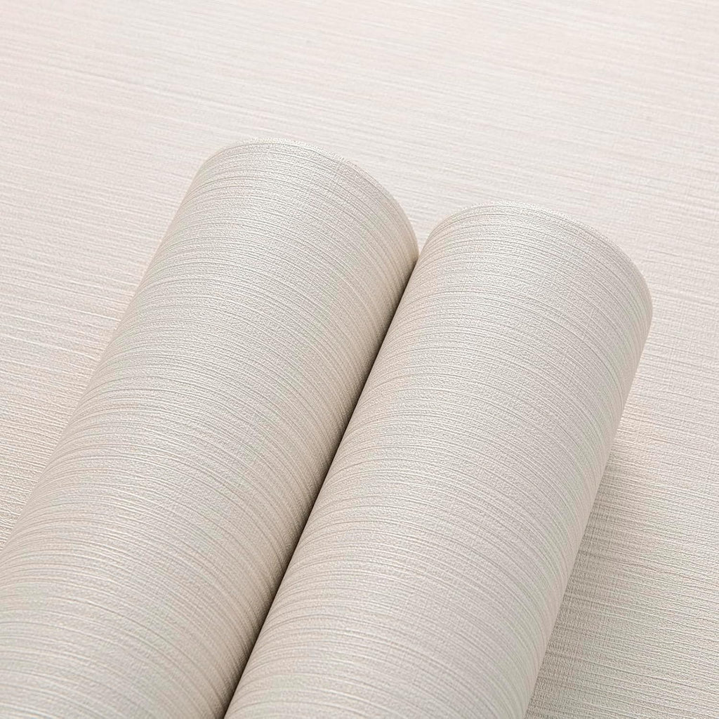 Beige Faux Grasscloth Wallpaper Peel and Stick Linen Textured 24"x394" Upgraded Thick Self-Adhesive Waterproof