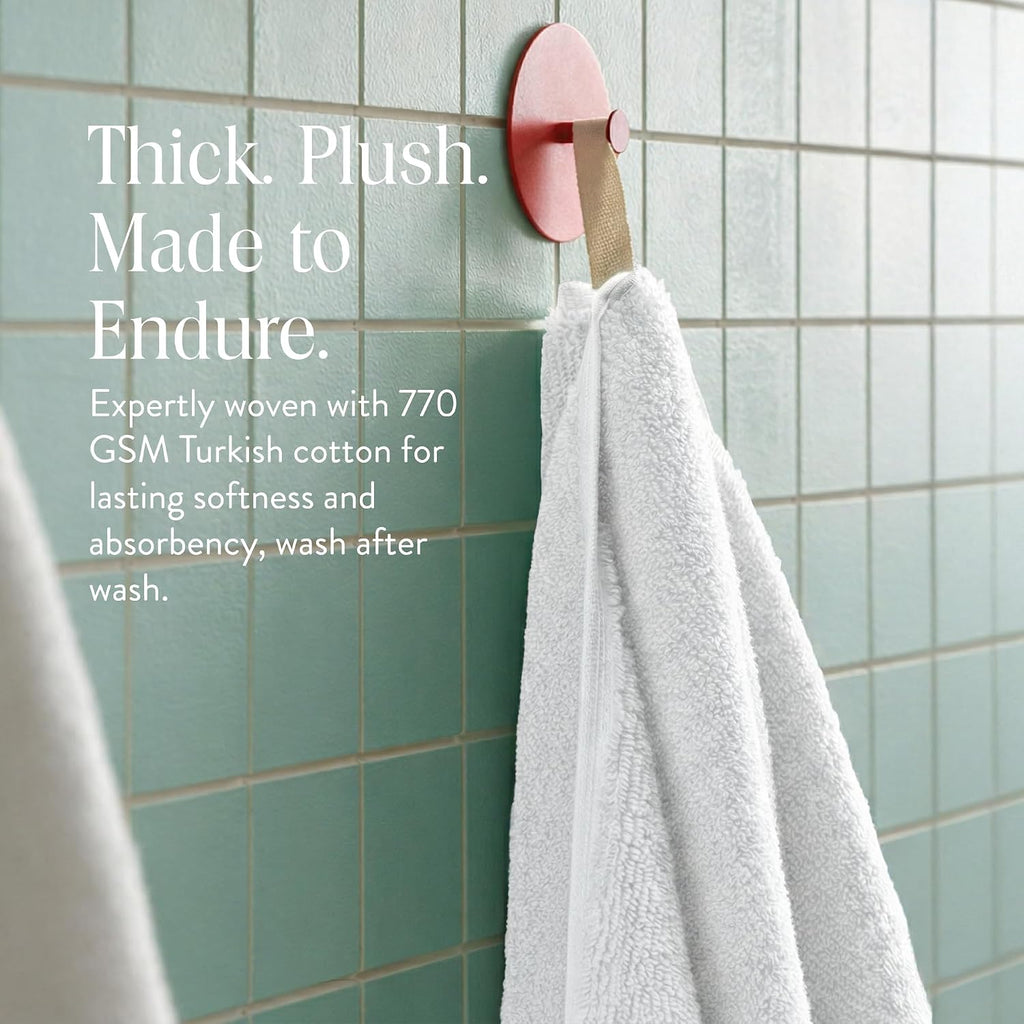 100% Turkish Cotton Bath Towels Spa-Quality Cotton - Set of 4, White