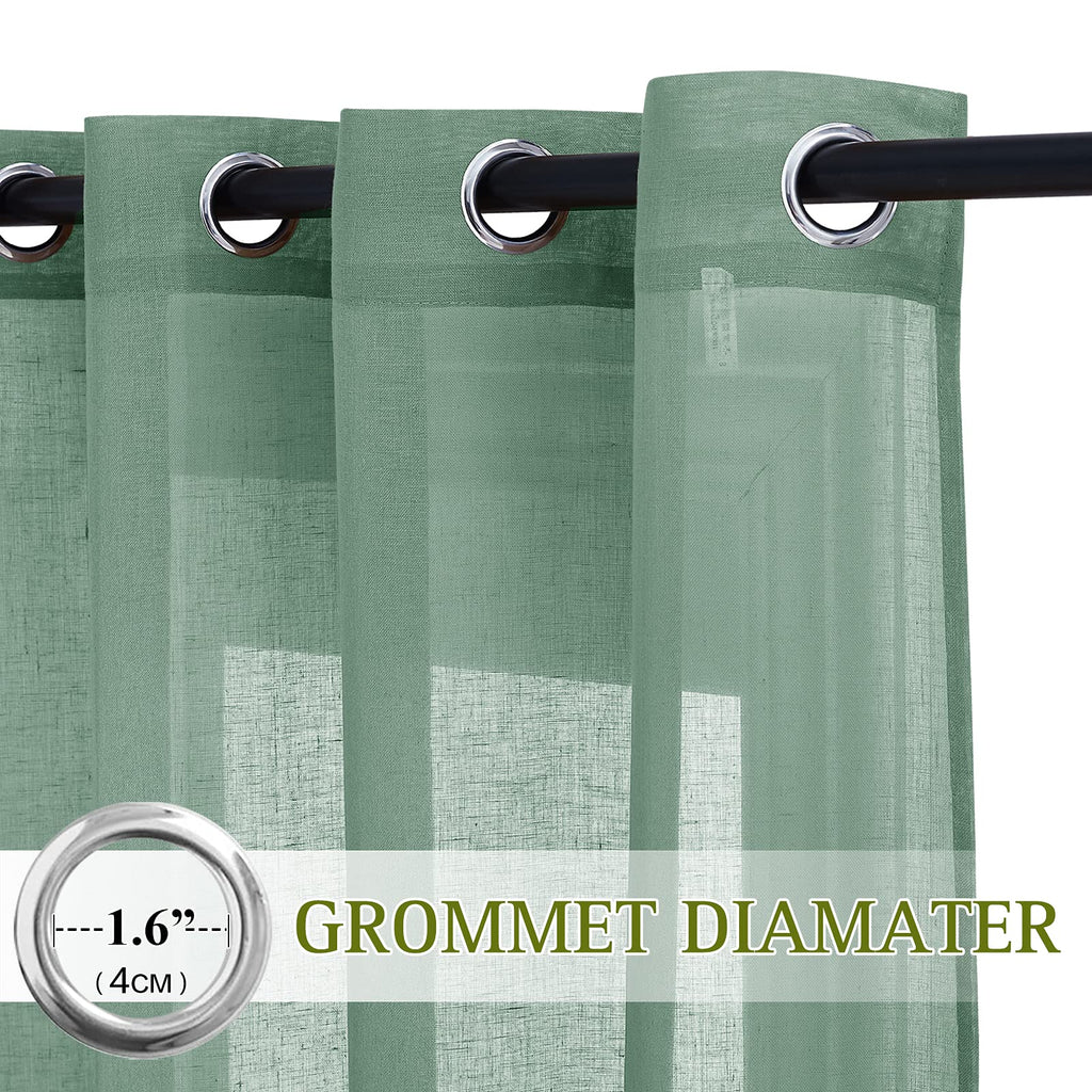 Semi Sheer Short Curtains for Small Window, Eyelet Top Bedroom Curtain Drapes Privacy with Light Filtering Linen