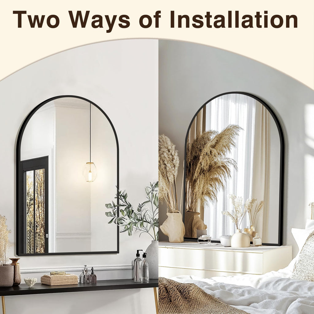 2 Pack 24" x 36" Arched Bathroom Vanity Mirror for Over Sink, Black