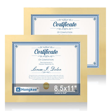8.5 by 11 Picture Frame Set of 2, Real Glass and Wood Diploma Frame