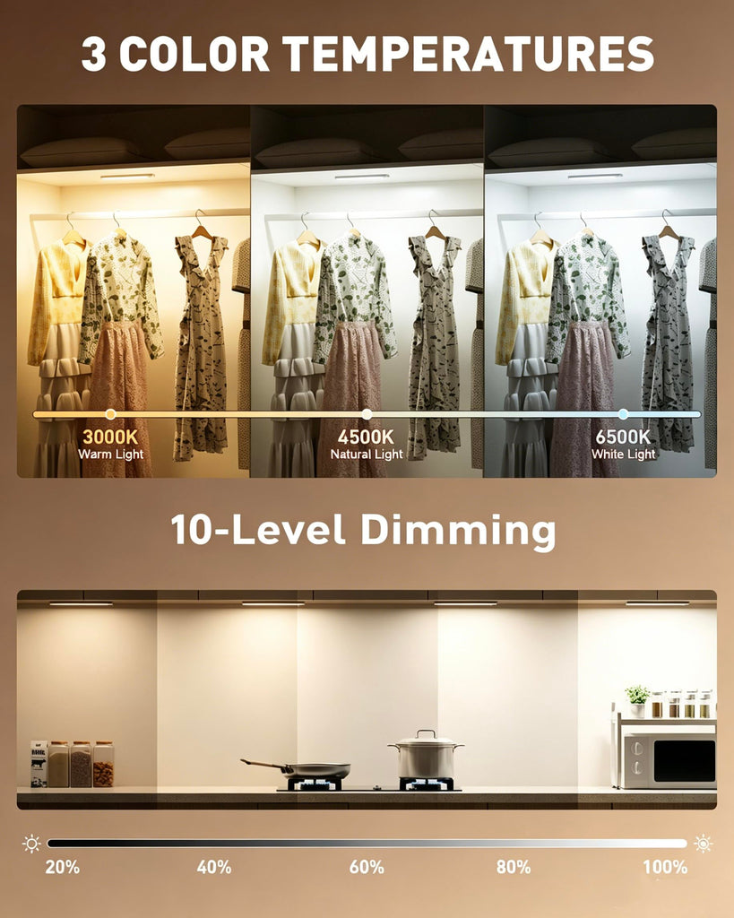 Under Cabinet Light Wireless with Remote, 15 Color RGB Magnetic Led Light Bar, 48-LED Rechargeable Closet Lights, 3