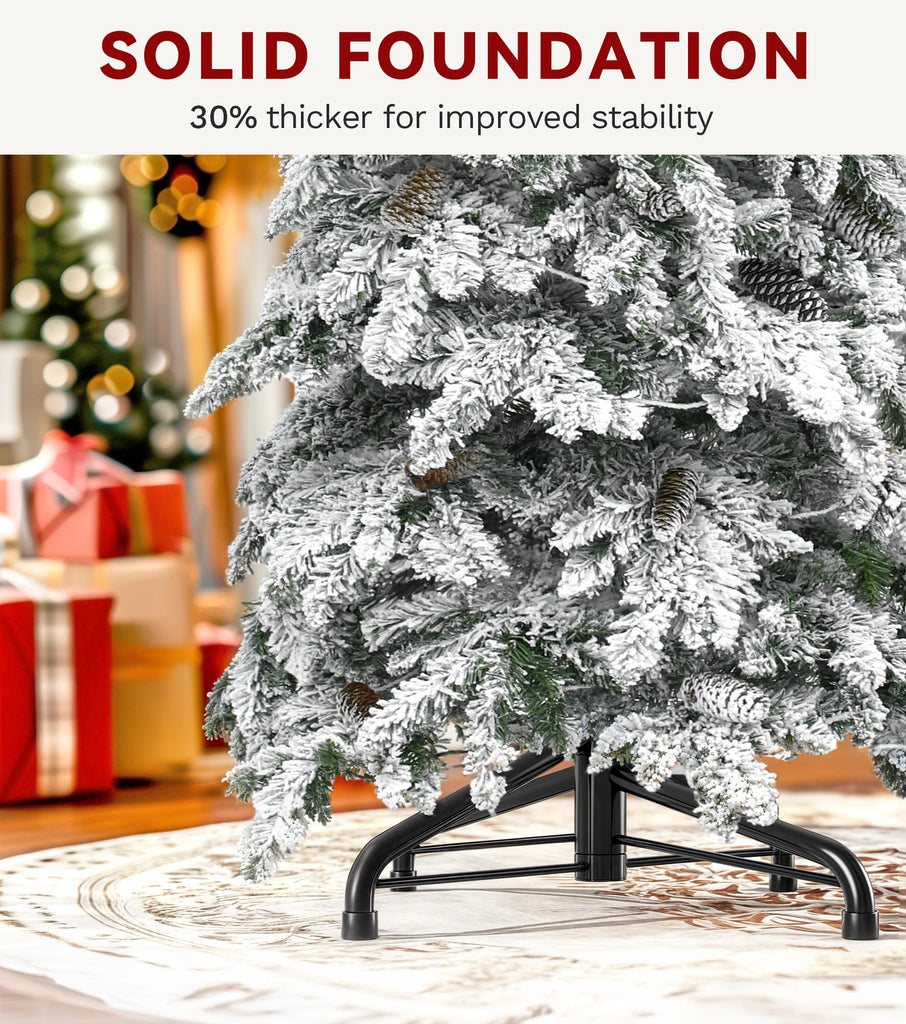 7.5FT Prelit Flocked Pencil Spruce Christmas Tree with LED Lights