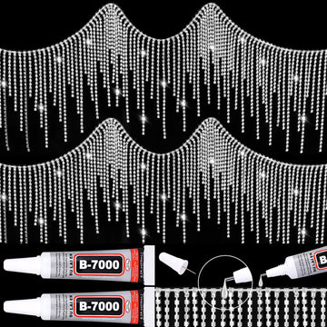 Rhinestone Fringe with Glue, Rhinestone Tassel Trim, Sparkling Silver Diamond Crystal Tassel Fringe Trim Chain
