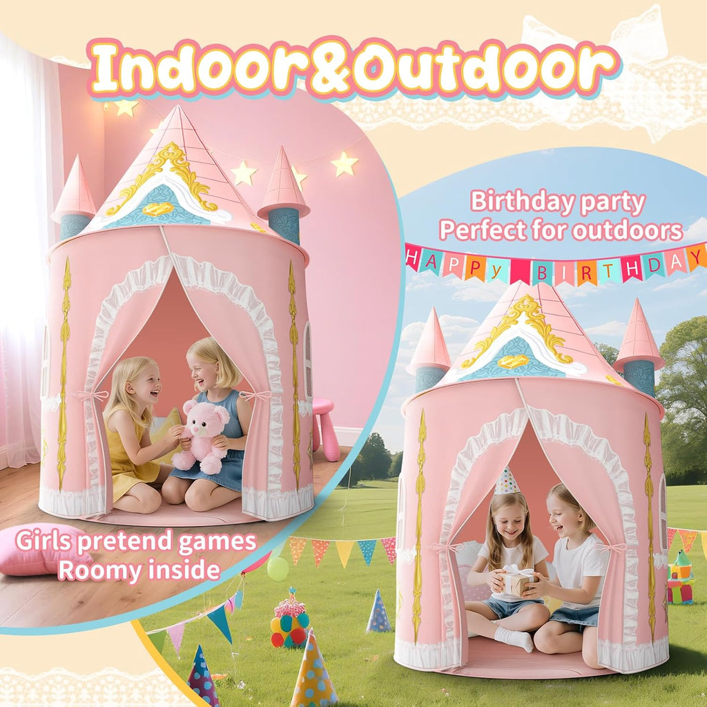 Kids Play Tent for Girls Toddler Indoor Princess Tents for Kids Ages 4-8 Large Outdoor Playhouse Castle for Girl Boys