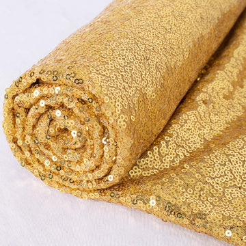 Sequin Gold Fabric 6 Feet Sparkly Fabrics by The 2 Yards Shiny Golden Material for Sewing Table Cloth, Backdrop, Party