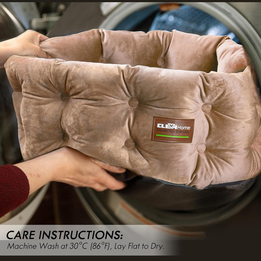 Home Deep Nest Cat Beds for Indoor Cats, Washable Round Cat Bed, Cute Kitten Bed with Anti-Slip Bottom for Kitty