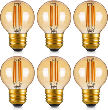 Dimmable G16.5 Amber Edison light Bulb 40 Watt,E26 Vintage LED Light Bulb