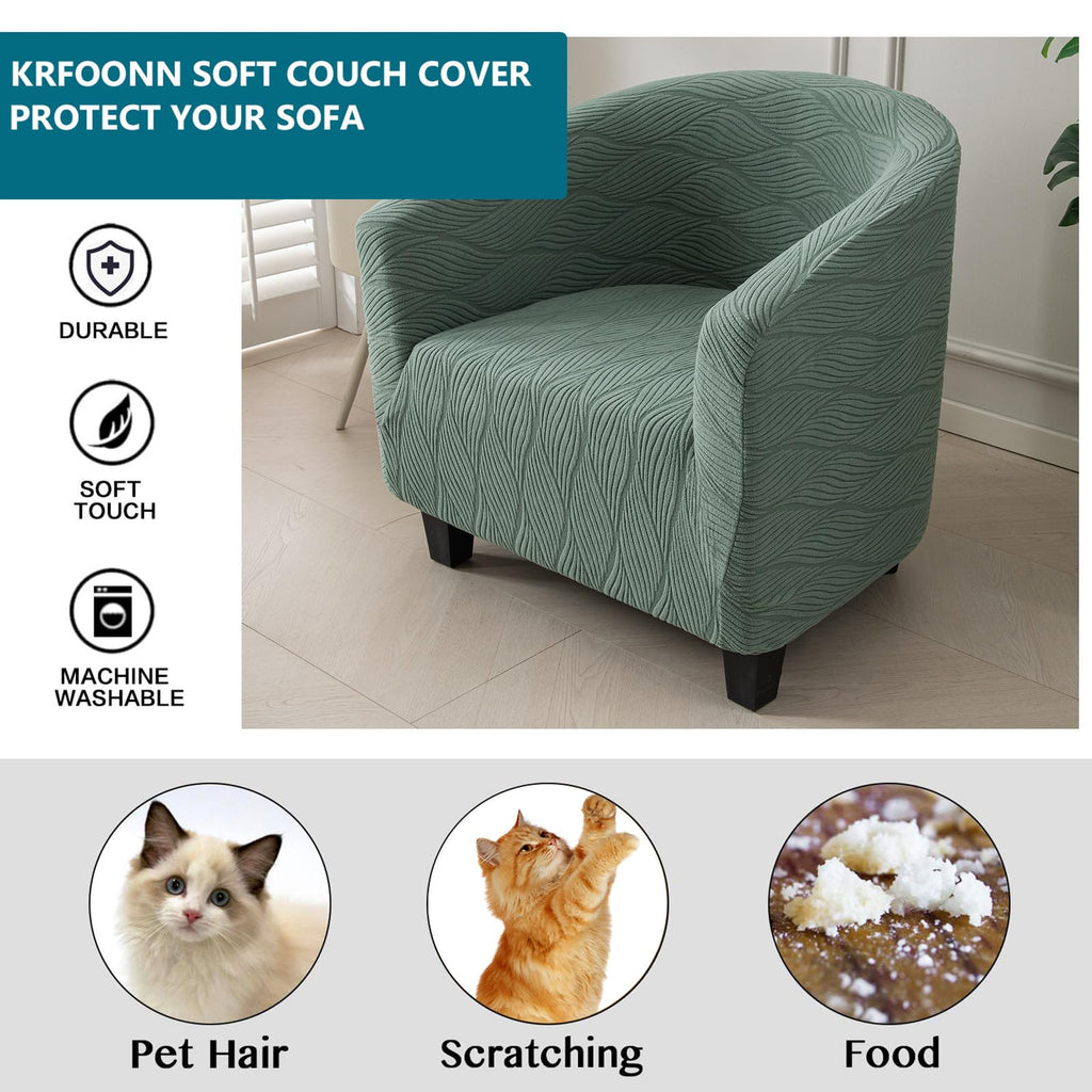 Club Chair Slipcover Stretch Round Barrel Chair Cover, Green