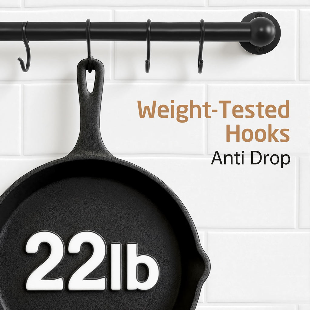 130lb High-Capacity 32 Inch Pot Rack Wall Mounted with 3X Thick Tube