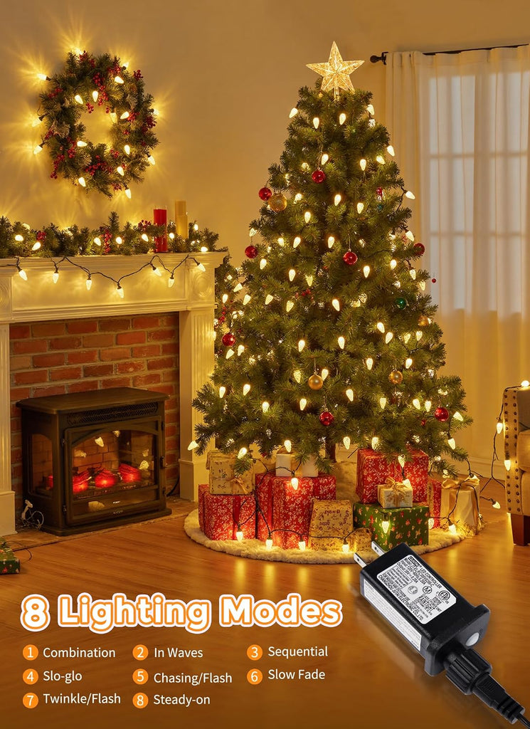 C9 Christmas Lights Outdoor, 114FT 150 LED C9 String Lights, Warm White
