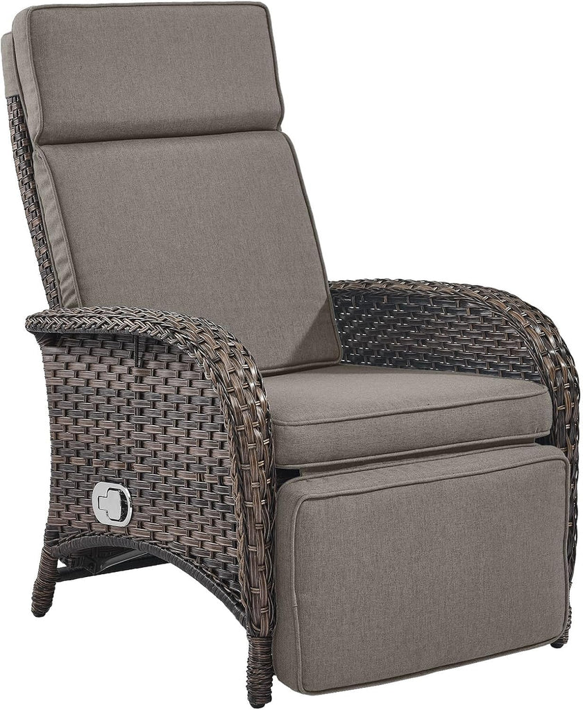 Versatile Outdoor Recliner Chair - Reclining Patio Chair with Adjustable Backrest and Footrest, All-Weather Wicker