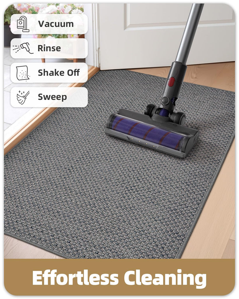 Ultra-Thin Indoor Door Mat Entrance, 32"x48"Heather LightGrey